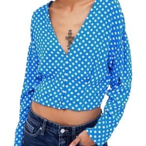 ZARA Blue Polka Dot Women's Top